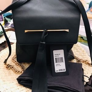 Leather Backpack with Gold chain